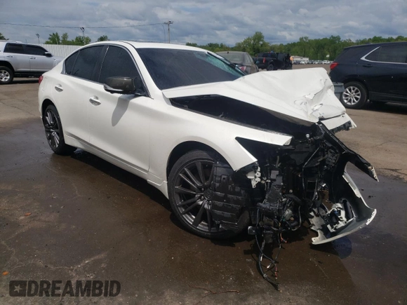 2016 Infiniti Q50 Red Sport 400 with VIN JN1FV7AR4GM450371, listed as a Copart auction lot 57093805 with 101,097 mi miles and Non repairable. Bid and sale history available at DreamBid. Image 4.
