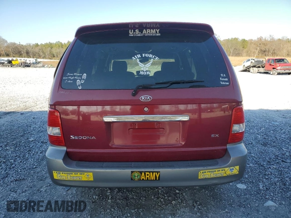 2005 Kia Sedona LX with VIN KNDUP132056683645, listed as a Copart auction lot 86584104 with 0 mi miles and Salvage Title. Bid and sale history available at carsss.com. Image 6.