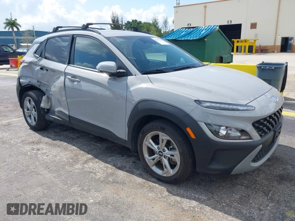 2023 Hyundai Kona SEL with VIN KM8K6CAB3PU062015, listed as a IAAI auction lot 42187191 with 35,599 mi miles. Bid and sale history available at carsss.com. Image 1.