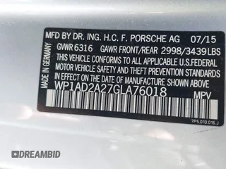 2016 Porsche Cayenne GTS z VIN WP1AD2A27GLA76018, wystawiony jako IAAI lot #42209515 z przebiegiem 49 432 mil mil oraz . Historia ofert i sprzedaży dostępna na DreamBid. Obrazek 9.