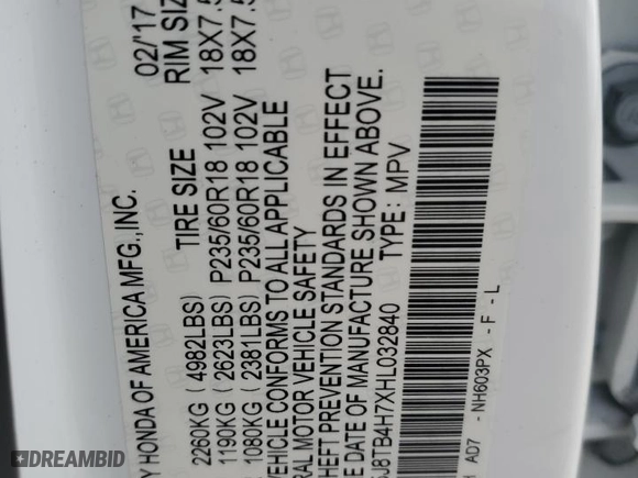 2017 Acura RDX w/Advance Pkg with VIN 5J8TB4H7XHL032840, listed as a Copart auction lot 45967955 with 75,357 mi miles and Salvage Title. Bid and sale history available at carsss.com. Image 15.