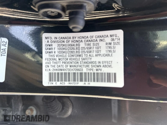 2014 Honda CR-V EX-L with VIN 2HKRM4H73EH709603, listed as a Copart auction lot 51445865 with 175,000 mi miles and Clean Title. Bid and sale history available at carsss.com. Image 10.