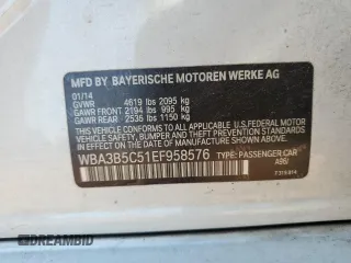 2014 BMW 3 Series 328i xDrive with VIN WBA3B5C51EF958576, listed as a Copart auction lot 62089375 with 148,140 mi miles and Salvage title. Bid and sale history available at DreamBid. Image 12.