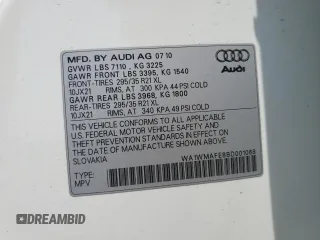 2011 Audi Q7 Prestige with VIN WA1WMAFE8BD001068, listed as a Copart auction lot 59710825 with 128,222 mi miles and Salvage title. Bid and sale history available at DreamBid. Image 12.