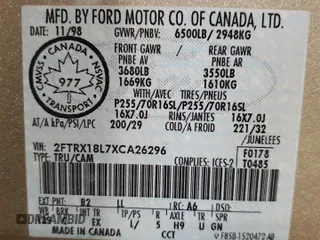 1999 Ford F-150 XL with VIN 2FTRX18L7XCA26296, listed as a Copart auction lot 86344174 with 0 mi miles and Salvage Title. Bid and sale history available at carsss.com. Image 13.