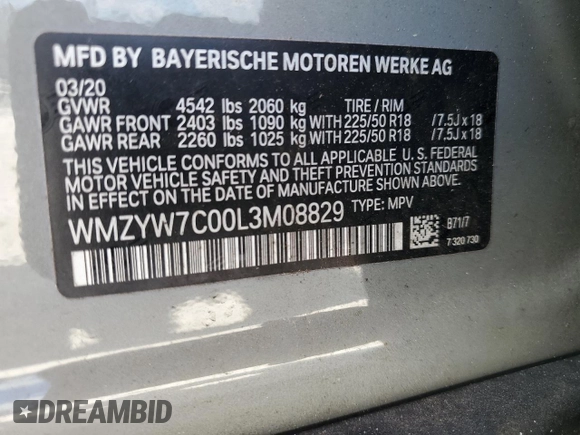 2020 MINI Countryman Cooper S with VIN WMZYW7C00L3M08829, listed as a Copart auction lot 47040025 with 25,490 mi miles and Salvage title. Bid and sale history available at DreamBid. Image 13.
