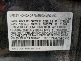 2020 Acura ILX w/Premium Pkg with VIN 19UDE2F78LA001237, listed as a Copart auction lot 52508535 with 0 mi miles and Salvage Title. Bid and sale history available at carsss.com. Image 13.