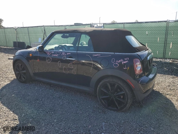2011 MINI Cooper Convertible with VIN WMWZN3C57BTZ89544, listed as a Copart auction lot 80065204 with 0 mi miles and Salvage Title. Bid and sale history available at carsss.com. Image 2.