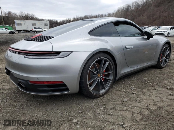 2021 Porsche 911 Carrera S with VIN WP0AB2A9XMS221638, listed as a Copart auction lot 41456525 with 0 mi miles and Salvage Title. Bid and sale history available at carsss.com. Image 3.