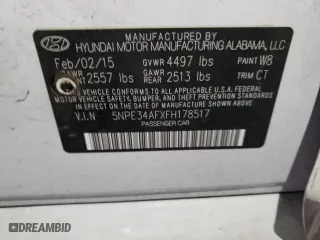 2015 Hyundai Sonata 2.4L Limited with VIN 5NPE34AFXFH178517, listed as a Copart auction lot 41923475 with 0 mi miles and Salvage Title. Bid and sale history available at carsss.com. Image 14.