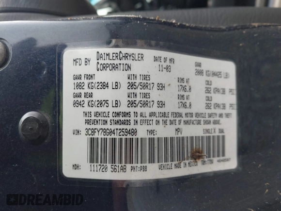 2004 Chrysler PT Cruiser GT с VIN 3C8FY78G04T259480, выставлен на аукционе IAAI как лот 41930089 с пробегом 149 351 миль миль и . История ставок и продаж доступна на DreamBid. Изображение 9.
