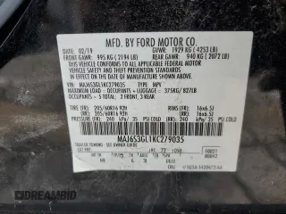 2019 Ford EcoSport SE z VIN MAJ6S3GL1KC279035, wystawiony jako Copart lot #51994075 z przebiegiem 44 566 mil mil oraz Szkoda całkowita • Salvage title. Historia ofert i sprzedaży dostępna na DreamBid. Obrazek 16.