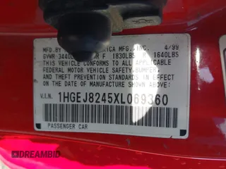 1999 Honda Civic EX с VIN 1HGEJ8245XL069360, выставлен на аукционе IAAI как лот 42488776 с пробегом 203 628 миль миль и . История ставок и продаж доступна на DreamBid. Изображение 9.