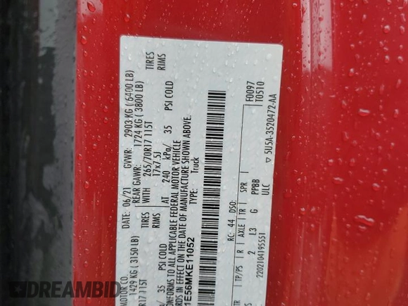 2021 Ford F-150 XL with VIN 1FTMF1E56MKE11052, listed as a Copart auction lot 46273985 with 31,100 mi miles and Salvage title. Bid and sale history available at DreamBid. Image 12.