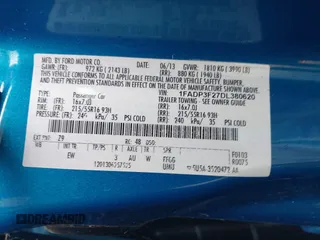 2013 Ford Focus SE with VIN 1FADP3F27DL380620, listed as a IAAI auction lot 42522262 with 104,210 mi miles and . Bid and sale history available at DreamBid. Image 9.