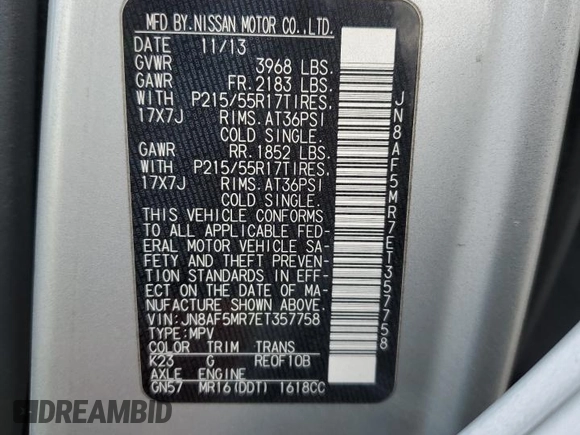 2014 Nissan Juke Nismo with VIN JN8AF5MR7ET357758, listed as a Copart auction lot 86911334 with 185,939 mi miles and Salvage Title. Bid and sale history available at DreamBid. Image 12.