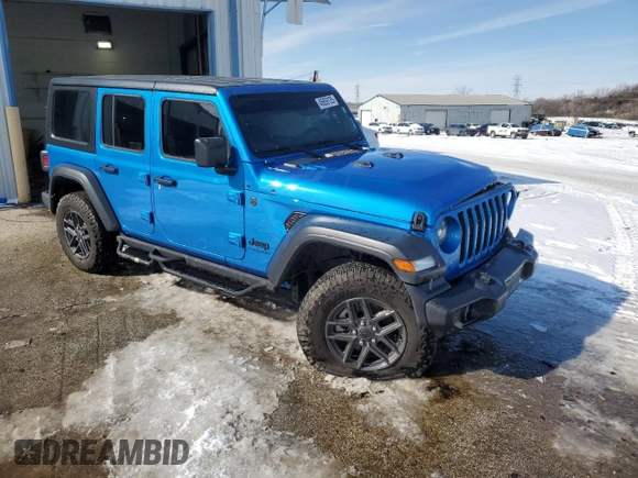 2024 Jeep Wrangler Willys with VIN 1C4PJXDNXRW123485, listed as a Copart auction lot 45659125 with 25,111 mi miles and Salvage title. Bid and sale history available at DreamBid. Image 4.