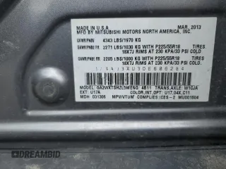 2013 Mitsubishi Outlander Sport SE с VIN 4A4AJ3AU3DE606284, выставлен на аукционе Copart как лот 56470105 с пробегом 178 506 миль миль и Списание • Salvage title. История ставок и продаж доступна на DreamBid. Изображение 14.