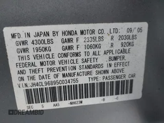 2005 Acura TSX с VIN JH4CL96895C034755, выставлен на аукционе IAAI как лот 42611349 с пробегом 329 264 миль миль и . История ставок и продаж доступна на DreamBid. Изображение 9.
