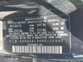 2017 Kia Optima EX с VIN 5XXGU4L34HG126985, выставлен на аукционе IAAI как лот 41965419 с пробегом 107 000 миль миль и . История ставок и продаж доступна на DreamBid. Изображение 9.