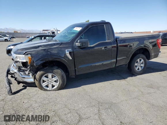 2021 Ford F-150 XL with VIN 1FTMF1E50MKD44349, listed as a Copart auction lot 76947214 with 34,592 mi miles and Salvage title. Bid and sale history available at DreamBid. Image 1.