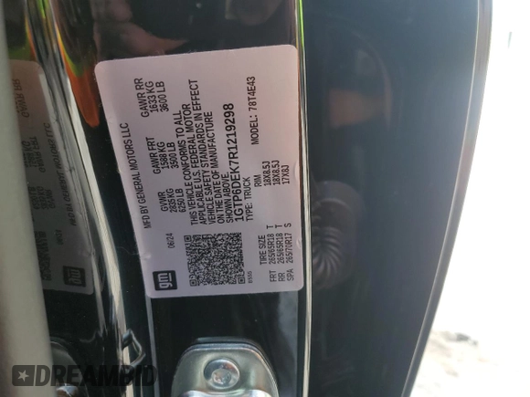 2024 GMC Canyon 4WD AT4 z VIN 1GTP6DEK7R1219298, wystawiony jako Copart lot #46954975 z przebiegiem 5325 mil mil oraz Szkody całkowita. Historia ofert i sprzedaży dostępna na DreamBid. Obrazek 13.