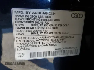 2024 Audi Q7 Premium Plus z VIN WA1LCBF70RD010757, wystawiony jako Copart lot #86386164 z przebiegiem 2 256 mil mil oraz Szkoda całkowita • Salvage title. Historia ofert i sprzedaży dostępna na DreamBid. Obrazek 13.