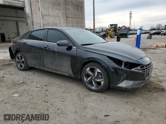 2021 Hyundai Elantra Limited with VIN 5NPLP4AG1MH029012, listed as a Copart auction lot 47179685 with 57,045 mi miles and Salvage Title. Bid and sale history available at DreamBid. Image 4.