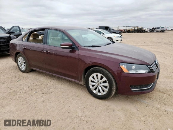 2013 Volkswagen Passat S with VIN 1VWAP7A39DC137750, listed as a Copart auction lot 60981355 with 105,954 mi miles and Clean title. Bid and sale history available at DreamBid. Image 4.