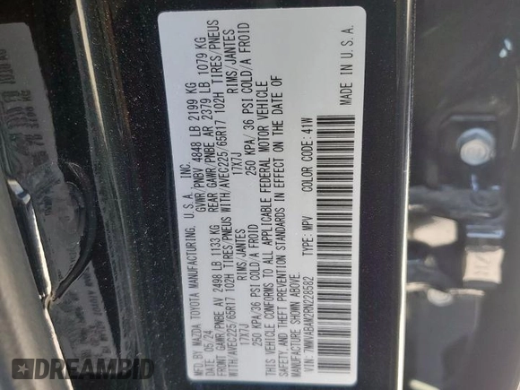 2024 Mazda CX-50 S Select with VIN 7MMVABAM2RN228582, listed as a Copart auction lot 53118945 with 2,192 mi miles and Salvage title. Bid and sale history available at DreamBid. Image 13.