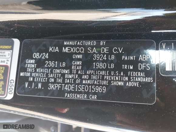 2025 Kia K4 LXS with VIN 3KPFT4DE1SE015969, listed as a IAAI auction lot 41792339 with 5,777 mi miles. Bid and sale history available at carsss.com. Image 9.