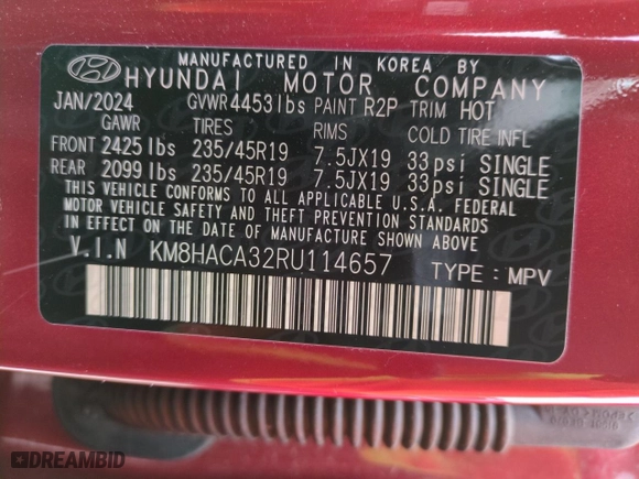 2024 Hyundai Kona N Line with VIN KM8HACA32RU114657, listed as a Copart auction lot 44074295 with 10,016 mi miles and Salvage Title. Bid and sale history available at carsss.com. Image 12.