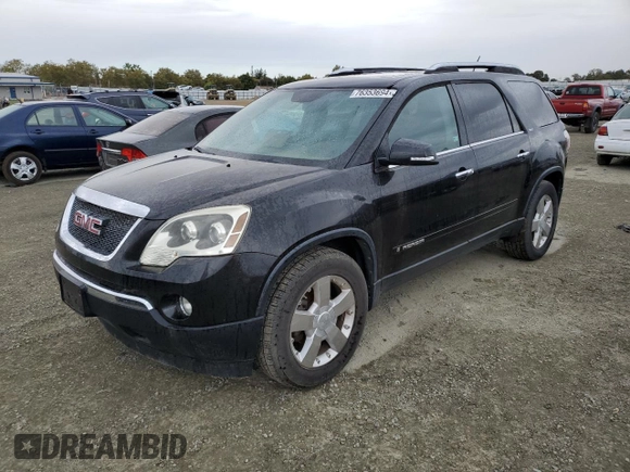 2008 GMC Acadia SLT1 with VIN 1GKER23748J234538, listed as a Copart auction lot 76353694 with 107,852 mi miles and Clean Title. Bid and sale history available at carsss.com. Image 1.