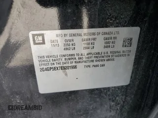 2014 Buick Regal Premium I with VIN 2G4GP5EX7E9201996, listed as a Copart auction lot 57182055 with 102,474 mi miles and Salvage title. Bid and sale history available at DreamBid. Image 12.
