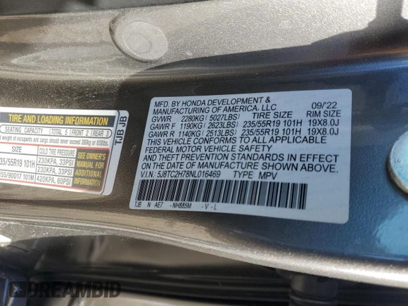 2022 Acura RDX Advance z VIN 5J8TC2H78NL016469, wystawiony jako Copart lot #89377045 z przebiegiem 29 086 mil mil oraz Szkoda całkowita • Salvage title. Historia ofert i sprzedaży dostępna na DreamBid. Obrazek 15.