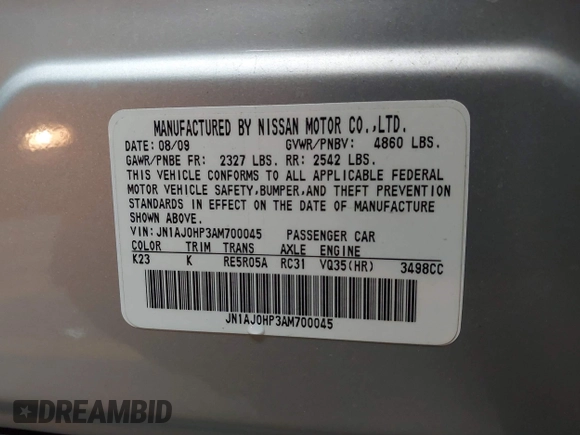 2010 Infiniti EX with VIN JN1AJ0HP3AM700045, listed as a IAAI auction lot 42655413 with 79,389 mi miles and . Bid and sale history available at DreamBid. Image 9.