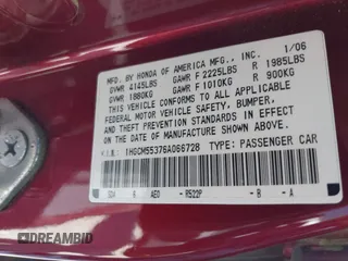 2006 Honda Accord LX SE with VIN 1HGCM55376A066728, listed as a IAAI auction lot 42478210 with 155,731 mi miles and . Bid and sale history available at DreamBid. Image 9.
