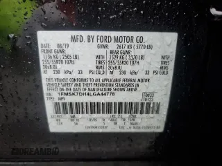 2020 Ford Explorer XLT z VIN 1FMSK7DH4LGA44778, wystawiony jako Copart lot #46274005 z przebiegiem 88 090 mil mil oraz Szkoda całkowita • Salvage title. Historia ofert i sprzedaży dostępna na DreamBid. Obrazek 15.