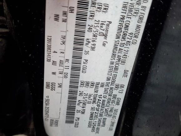 2014 Ford Focus SE with VIN 1FADP3F23EL125495, listed as a Copart auction lot 45010985 with 0 mi miles and Salvage Title. Bid and sale history available at carsss.com. Image 14.