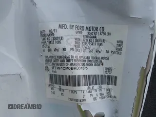 2011 Ford F-150 XL с VIN 1FTMF1CM0BKD31575, выставлен на аукционе IAAI как лот 42253539 с пробегом 170 230 миль миль и . История ставок и продаж доступна на DreamBid. Изображение 9.