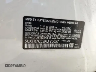 2019 BMW X3 sDrive30i z VIN 5UXTR7C53KLF25057, wystawiony jako Copart lot #59088305 z przebiegiem 148 641 mil mil oraz Szkoda całkowita • Salvage title. Historia ofert i sprzedaży dostępna na DreamBid. Obrazek 12.