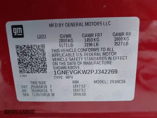 2023 Chevrolet Traverse LT Cloth with VIN 1GNEVGKW2PJ342269, listed as a IAAI auction lot 41401575 with 0 mi miles. Bid and sale history available at carsss.com. Image 9.