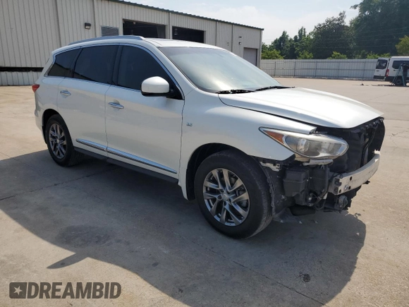 2015 Infiniti QX60 with VIN 5N1AL0MM7FC542689, listed as a Copart auction lot 57584325 with 121,462 mi miles and Salvage title. Bid and sale history available at DreamBid. Image 4.