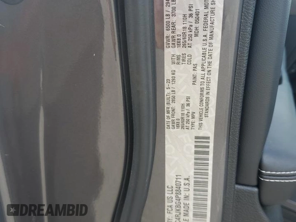 2023 Jeep Grand Cherokee Limited с VIN 1C4RJKBG4P8840711, выставлен на аукционе Copart как лот 69514574 с пробегом 8 045 миль миль и Списание • Salvage title. История ставок и продаж доступна на DreamBid. Изображение 13.
