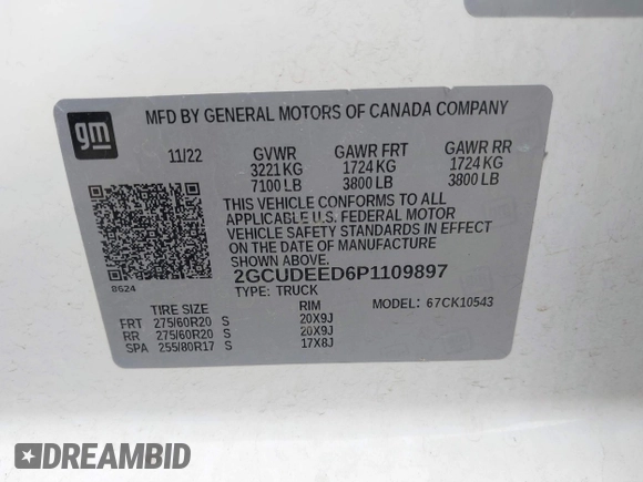 2023 Chevrolet Silverado 1500 RST with VIN 2GCUDEED6P1109897, listed as a IAAI auction lot 41536939 with 48,317 mi miles. Bid and sale history available at carsss.com. Image 9.