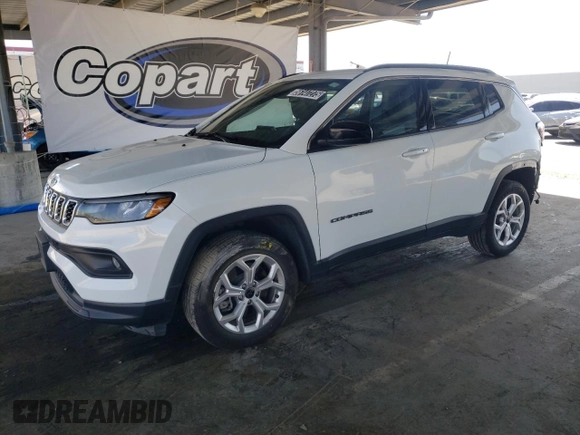 2025 Jeep Compass Latitude with VIN 3C4NJDBNXST547107, listed as a Copart auction lot 56147275 with 8,460 mi miles and Salvage title. Bid and sale history available at DreamBid. Image 1.