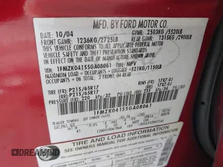 2005 Ford Freestyle SE with VIN 1FMZK04155GA08061, listed as a IAAI auction lot 41505123 with 223,524 mi miles. Bid and sale history available at carsss.com. Image 9.