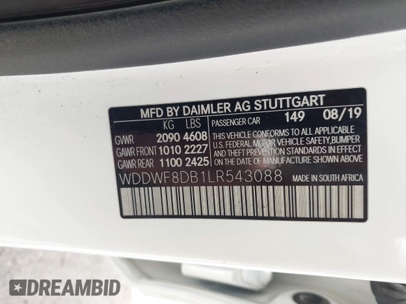 2020 Mercedes-Benz C 300 z VIN WDDWF8DB1LR543088, wystawiony jako IAAI lot #42193679 z przebiegiem 54 050 mil mil oraz . Historia ofert i sprzedaży dostępna na DreamBid. Obrazek 9.
