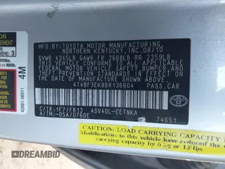 2011 Toyota Camry LE with VIN 4T4BF3EK8BR136604, listed as a IAAI auction lot 41825050 with 135,310 mi miles. Bid and sale history available at carsss.com. Image 9.