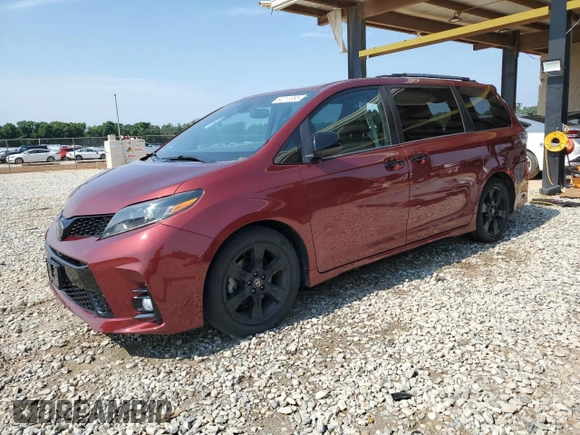 2020 Toyota Sienna SE with VIN 5TDXZ3DC4LS030663, listed as a Copart auction lot 60213385 with 51,633 mi miles and Salvage title. Bid and sale history available at DreamBid. Image 1.